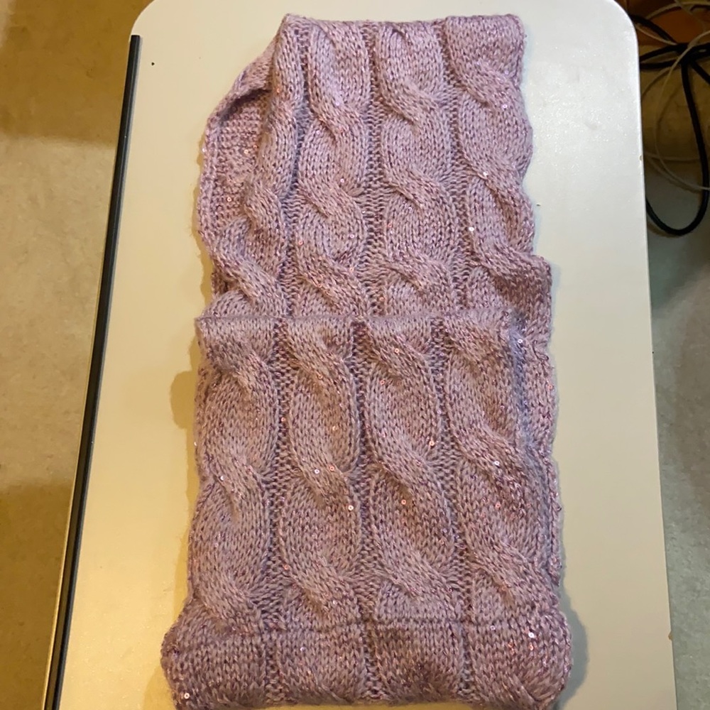 Purple cable knit sequin infinity scarf
